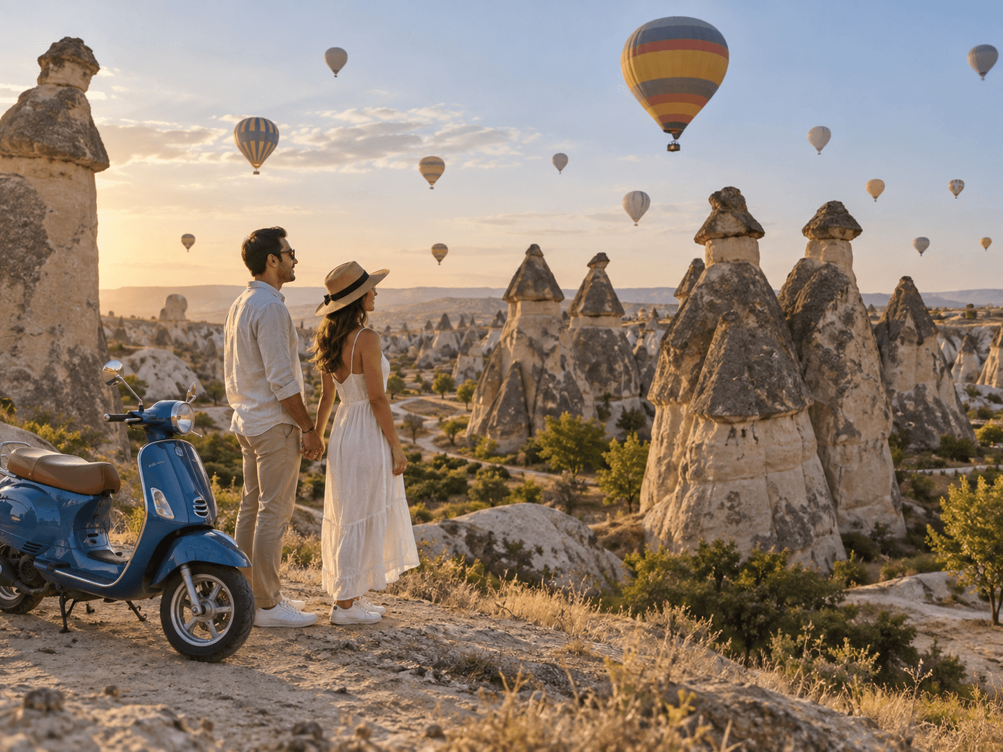 Cappadocia scooter route near Paşabağ and Zelve