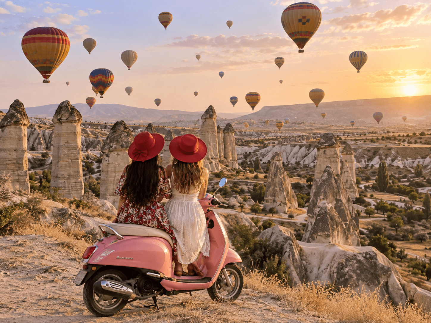 Cappadocia scooter route near Uçhisar and Pigeon Valley